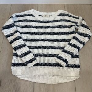 Hollister Striped Black and White Crew Neck Knit Sweater Womens size XS